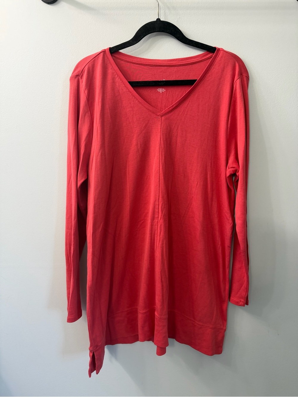 J. Jill Perfect Pima Cotton Red V-Neck Long Sleeve Tunic XL